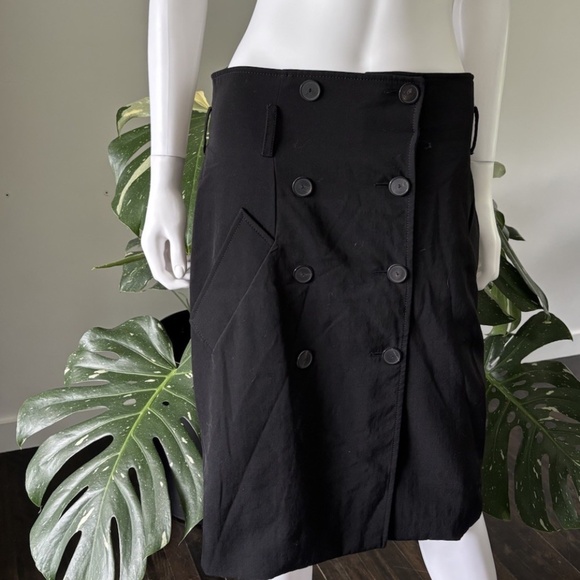 Jean Paul Gaultier Femme Skirt Pocket Black Buttons Wool Sz 8 US *VINTAGE*❤️ - Picture 3 of 12